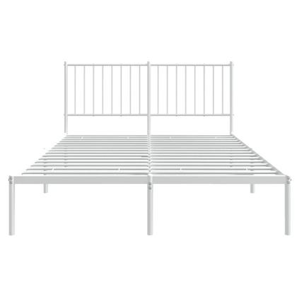 Imagem de Estrutura de cama vidaXL White Metal completa com cabeceira de 30 cm com armazenamento