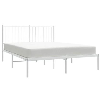 Imagem de Estrutura de cama vidaXL White Metal completa com cabeceira de 30 cm com armazenamento