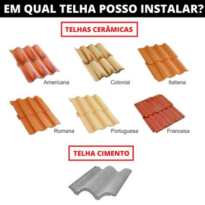 Imagem de Estrutura Suporte Fixador Linha C Placa Painel Solar Inox Para Telha Cerâmica e Cimento  Perfil Master   Kit 06 Un