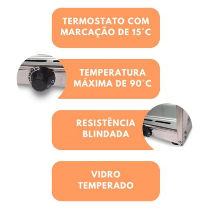 Imagem de Estufa Para Salgados Dupla 12 Bandejas Titã Vitrine Expositor Inox Linha W