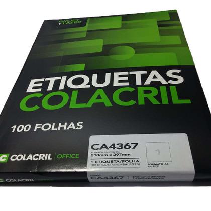 Imagem de Etiqueta Adesiva A4 210 x 297 mm cA4367  100 Folhas - Colac