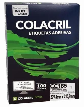Imagem de Etiqueta colacril carta cc185 215,9 x 279 c/ 100 fls - 1 etiq. p/ folha