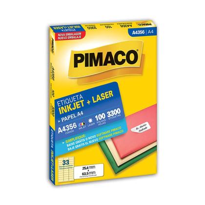 Imagem de Etiqueta pimaco a4356 25,4 x 63,5 com 100 fls  33 etiq. p/ folha