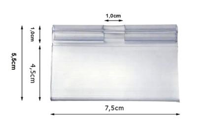 Imagem de Etiqueta Porta Preço em PVC Cristal transparente  150 Peças  7,5 x 5,5 cm _ display gancho suporte