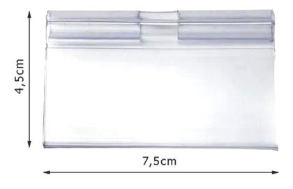 Imagem de Etiqueta Porta Preço em PVC Cristal transparente  150 Peças  7,5 x 5,5 cm _ display gancho suporte