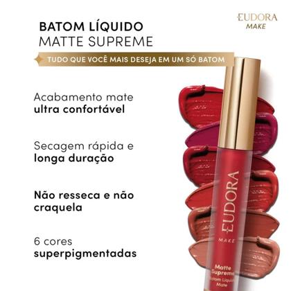 Imagem de Eudora Batom Líquido Matte Supreme Nude Conforto - 4ml