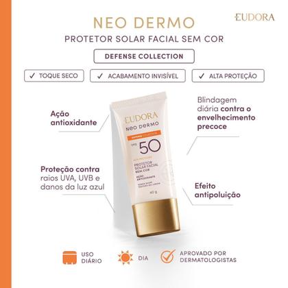 Imagem de Eudora Neo Dermo Protetor Solar Facial Sem Cor FPS 50 40ml