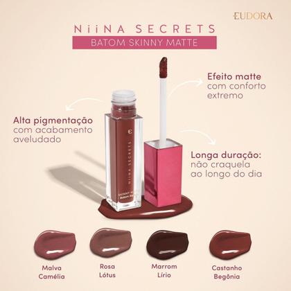 Imagem de Eudora Niina Secrets Skinny Matte Batom Líquido Malva Camélia 5ml