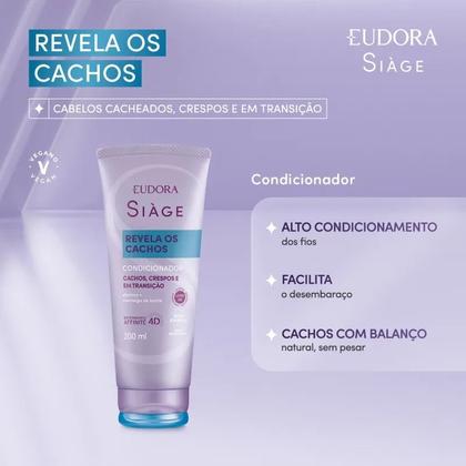 Imagem de Eudora Siàge Revela os Cachos Shampoo 250ml Condicionador 200ml Creme de Pentear 500g