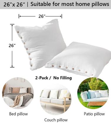 Imagem de Euro Shams Simple & Opulence 100% linho branco (66 cm x 66 cm) x2