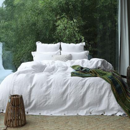 Imagem de Euro Shams Simple & Opulence 100% linho branco (66 cm x 66 cm) x2