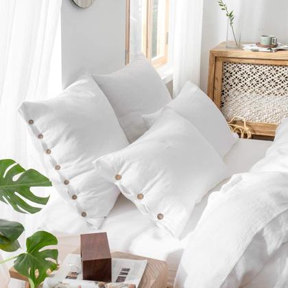 Imagem de Euro Shams Simple & Opulence 100% linho branco (66 cm x 66 cm) x2