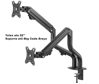 Imagem de Evolut Suporte Para 2 Monitores ESG20 em Aço Articulado Com Pistão á Gás