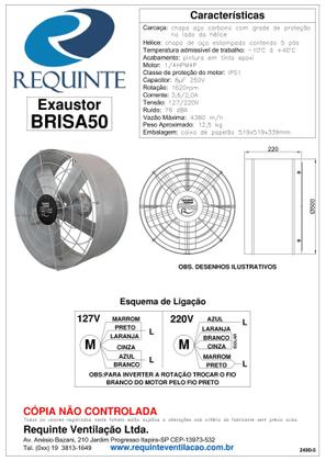 Imagem de Exaustor 50cm REQUINTE para serviço pesado com 03 (três) anos de garantia