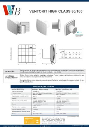 Imagem de Exaustor Hight Class Ventokit M 160 bivolt lançamento