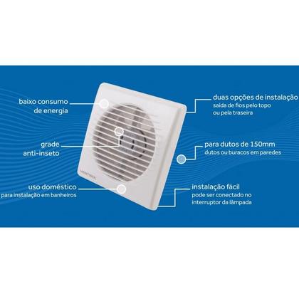 Imagem de Exaustor P/ Banheiro Micro Ventilador 150mm Bivolt Ventisol