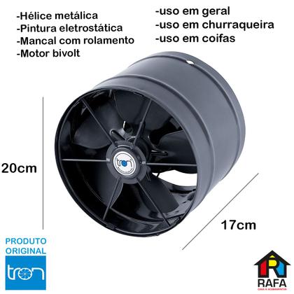 Imagem de Exaustor Para Churrasqueira Dutos E Coifas Axial Bivolt 20 cm Motor Blindado