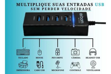Imagem de Exbom Uh-30A Hub Usb 3.0 Extensor Preto