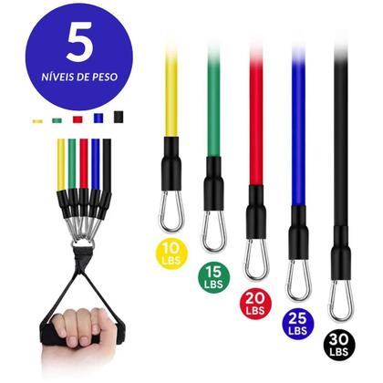 Imagem de Exercícios Funcionais Kit 11 Elásticos Exercício Intenso