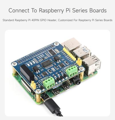 Imagem de Expansão HAT Waveshare RS485 isolado de 2 canais para Raspberry Pi