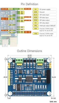 Imagem de Expansão HAT Waveshare RS485 isolado de 2 canais para Raspberry Pi