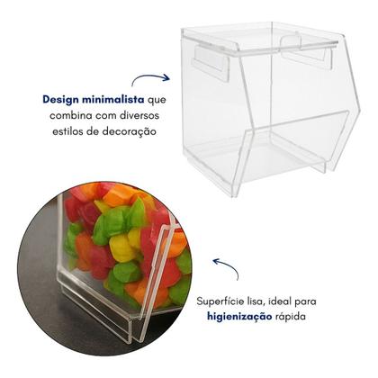 Imagem de Expositor Balas Doces Display Baleiro Balcão Nicho Bancada Acrílico Transparente Lojas