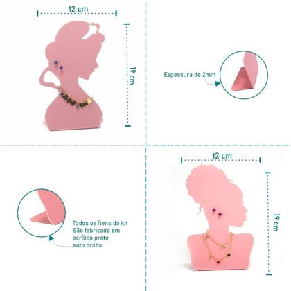 Imagem de Expositor Busto De Brinco E Colar P/ Joias  Bijuterias 4 Pç
