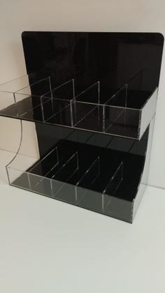 Imagem de Expositor de Cigarros em Acrílico Preto e Cristal 3mm - 50 Maços de Cigarros