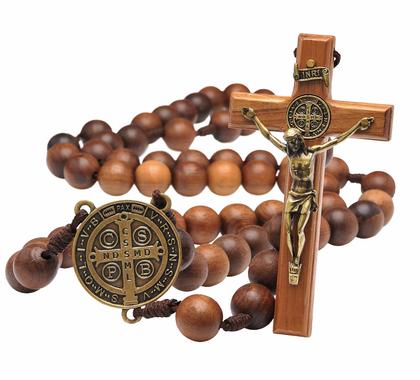 Imagem de Expositor de parede Rosary Intercession Wood Solid Wood St Benedict
