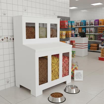 Imagem de Expositor Dispenser De Ração Pet Box 6 Com Vidro Branco Cód.506