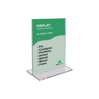 Imagem de Expositor Display A4 Toten de Mesa Balcão Escritório Acrílico Formato T 