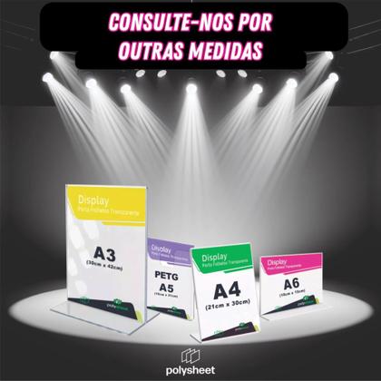 Imagem de Expositor Display A4 Toten de Mesa Balcão Escritório Acrílico Formato T 