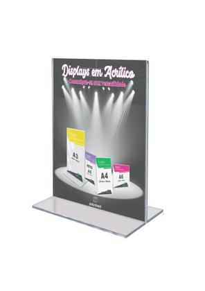 Imagem de Expositor Display A4 Toten de Mesa Balcão Escritório Acrílico Formato T