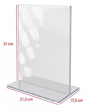 Imagem de Expositor Display A4 Toten de Mesa Balcão Escritório Acrílico Formato T