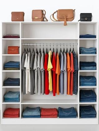 Imagem de Expositor Estante Prateleiras Multiuso Loja Closet Roupas Branco