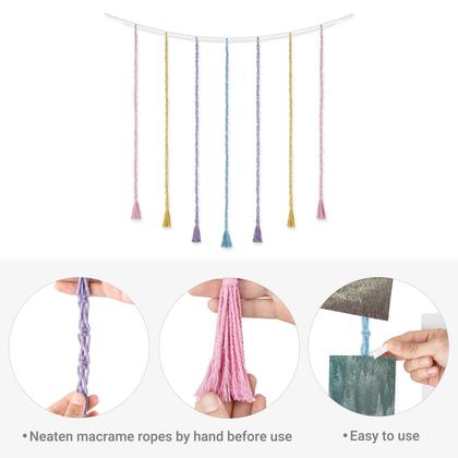 Imagem de Expositor fotográfico suspenso em macramê, decoração de parede, mono com luzes de corda