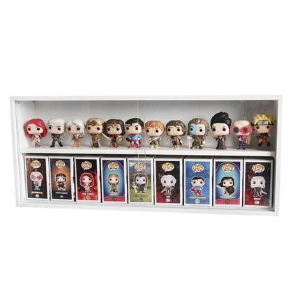 Imagem de Expositor Funko Pop Mdf, branco, 2 vãos, portas em vidro, Kit 3 Unidades - Dom Móveis