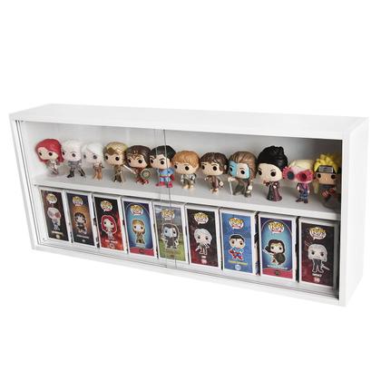 Imagem de Expositor Funko Pop Mdf, branco, 2 vãos, portas em vidro, Kit 3 Unidades - Dom Móveis