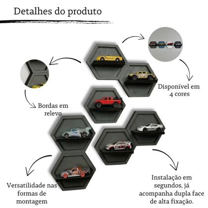Imagem de Expositor Miniaturas Hot Wheels Nicho Hexagonal Moderno para carrinhos diecast taxa proporção 164