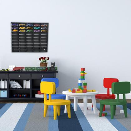Imagem de Expositor Organizador Preto Porta Carrinhos Infantil Brinquedo Estante Nicho 50 Carros Miniatura