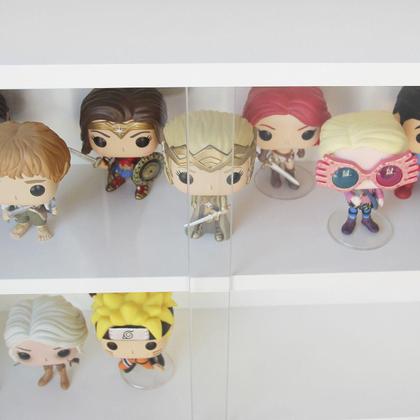 Imagem de Expositor para funko pop MDF (3 vãos) branco, Kit 3 unidades - Dom Móveis