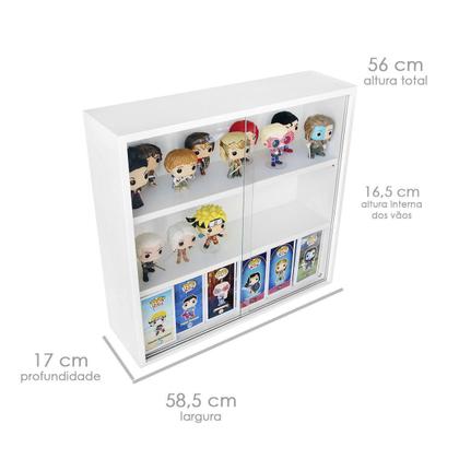 Imagem de Expositor para funko pop MDF (3 vãos) branco, Kit 3 unidades - Dom Móveis