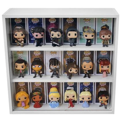 Imagem de Expositor para funko pop MDF 3 vãos (para caixas e pops) branco, Dom Móveis - kit 2 unidades