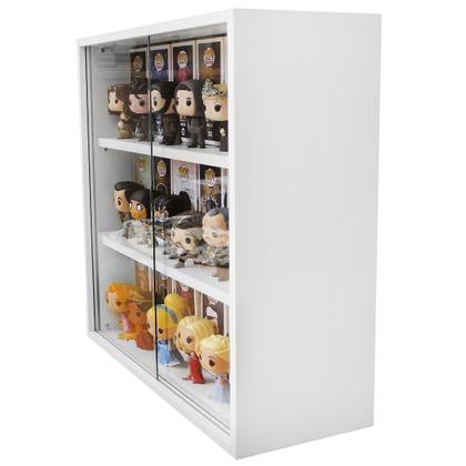 Imagem de Expositor para funko pop MDF 3 vãos (para caixas e pops) branco, Dom Móveis - kit 2 unidades