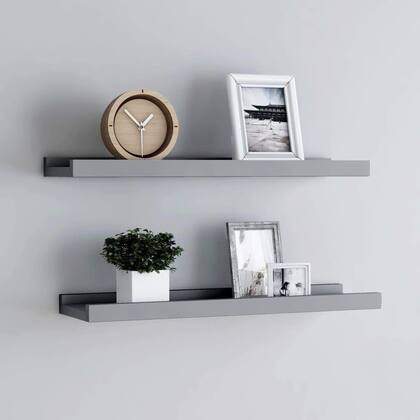 Imagem de Expositores montados na parede VidaXL Picture Frame em MDF cinza
