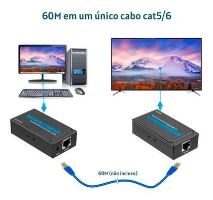 Imagem de Extender Hdmi 60m Extensor Hdmi 60m Cabo De Rede 2