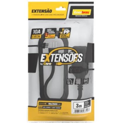Imagem de Extensão 3 Tomadas 10A 2P 3MTS Preta EXT-E002 ENERBRAS