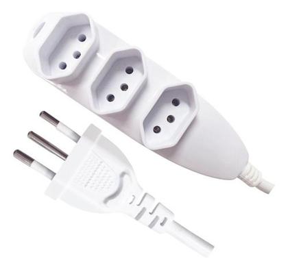 Imagem de Extensão 3 Tomadas 10a Bivolt Fio Grosso Régua Elétrica 3mts