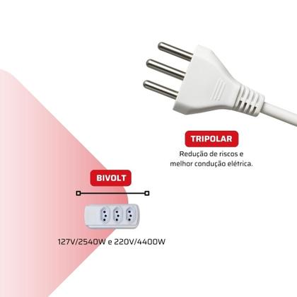 Imagem de Extensao 3 Tomadas Tripolar 20a 5m Branco Force Line