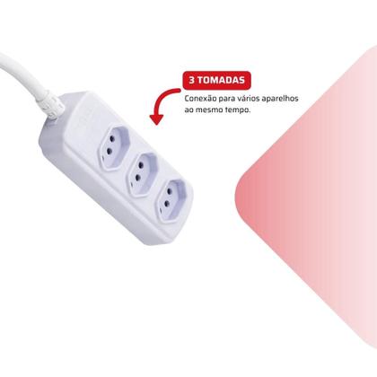 Imagem de Extensao 3 Tomadas Tripolar 20a 5m Branco Force Line